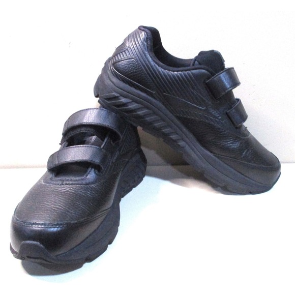 Brooks Shoes - Brooks Addiction Walker V-Strap 2 Black Leather Walking Shoes Womens 8.5